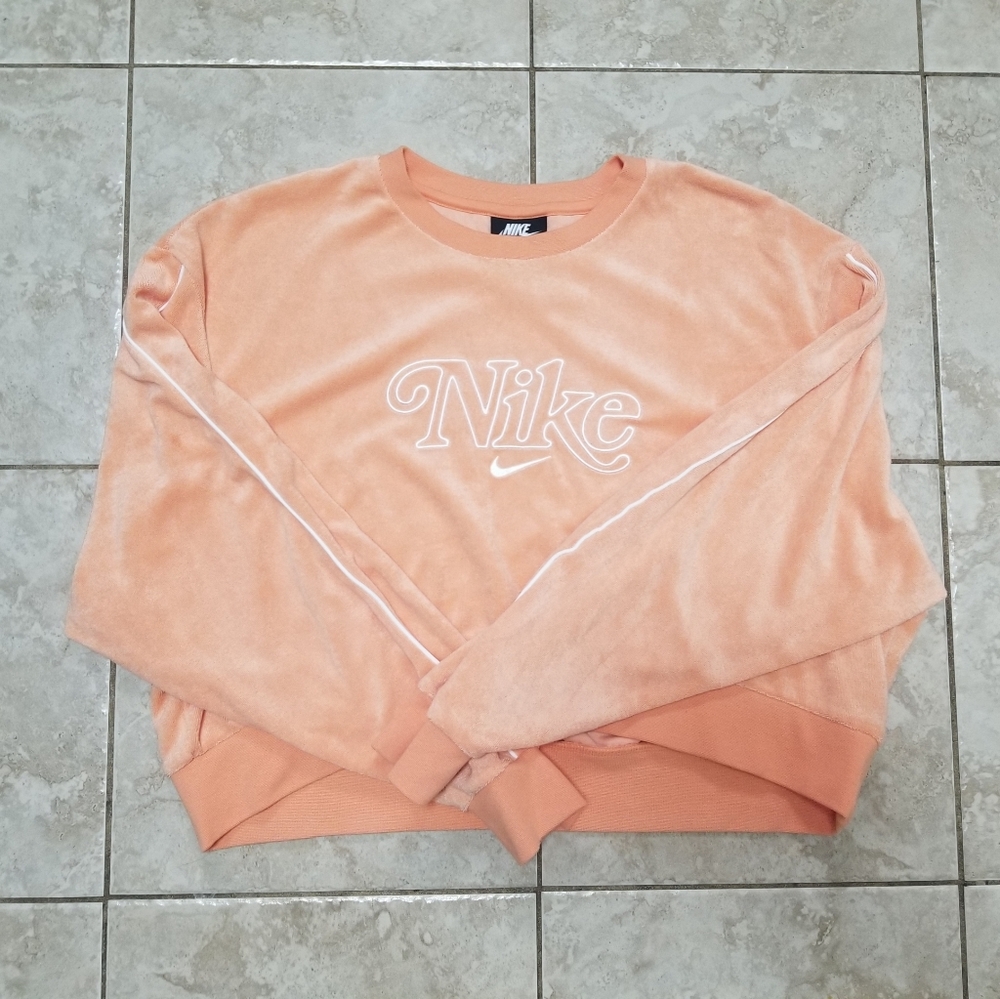 Nike Orange Terry Cloth Cropped Sweater, Women's Size S, Out of Stock